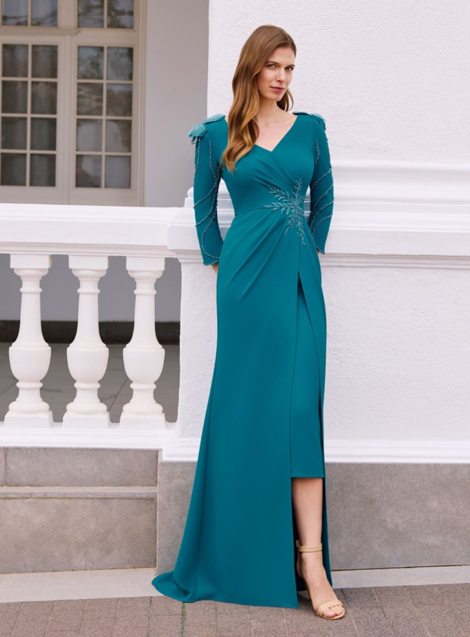 Vestido midi de crepé con drapeado